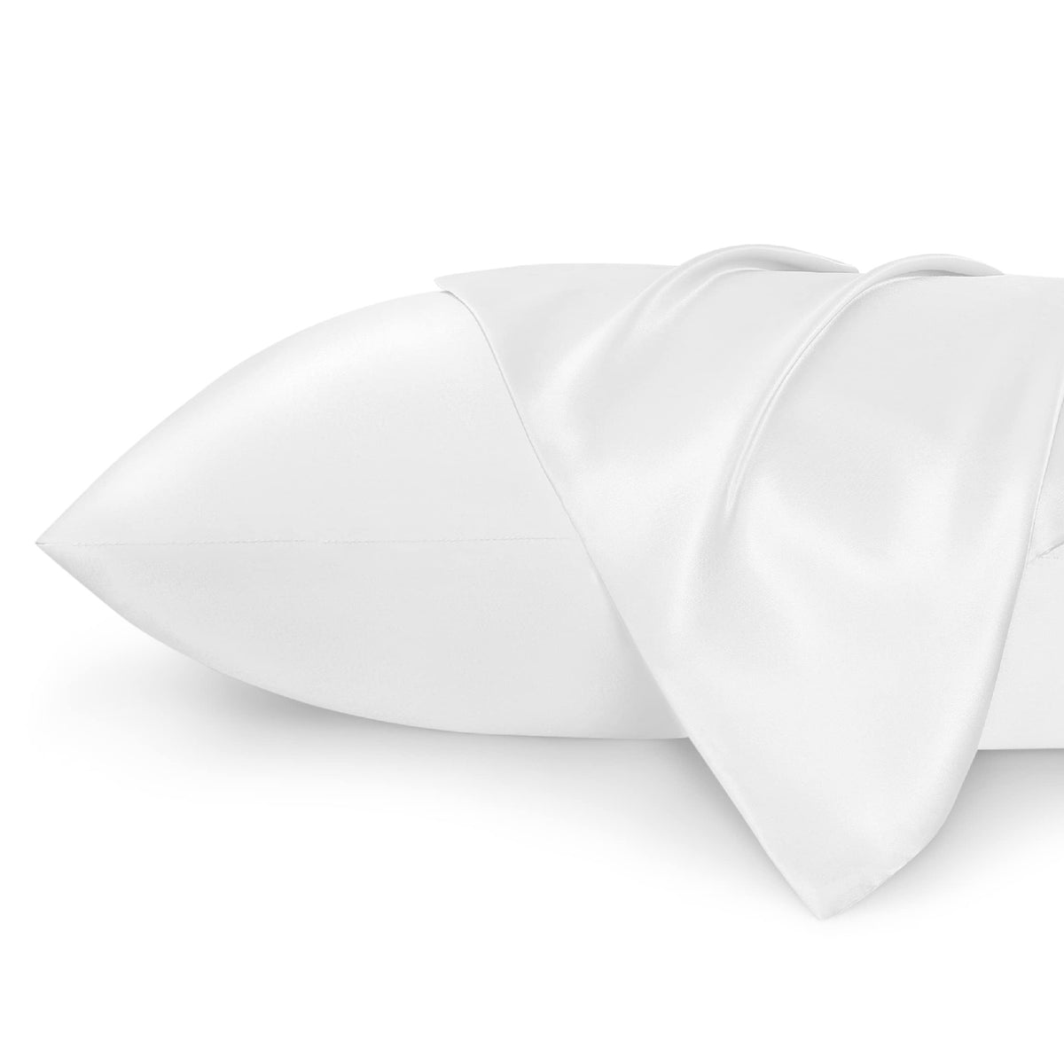 Bedsure Satin Pillowcase Standard Set Of 2 - Pure White Silky, For Hair And Skin 20X26 Inches, Pillow Covers With Envelope Closu