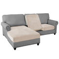 PrinceDeco Velvet Sectional Sofa Cover L Shape Chaise Cover Couch Cushion Cover with Elastic Band for Both Left/Right Sectional 