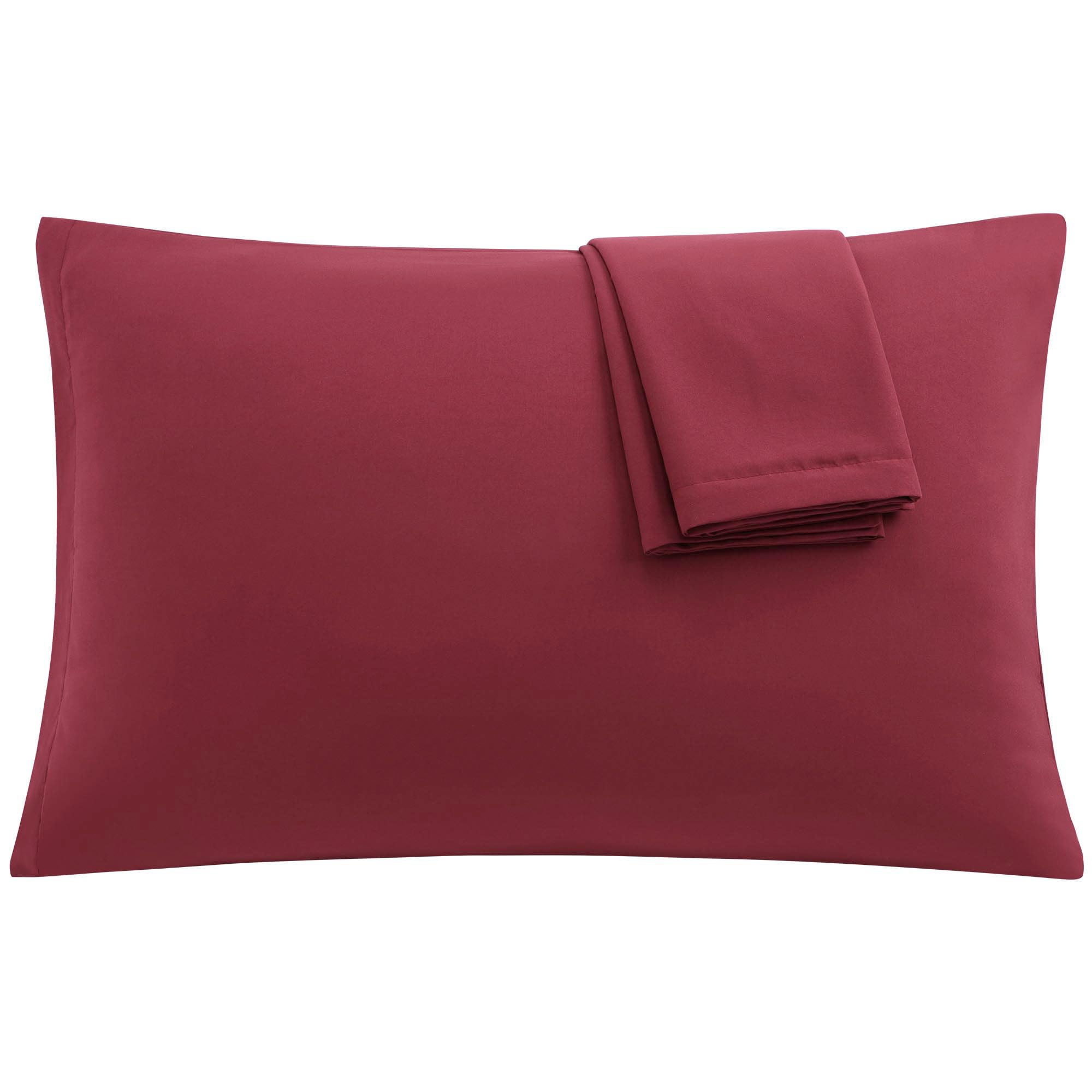 Uxcell 2 Pack Pillow Cases Soft 1800 Series Microfiber Pillowcases Set With Zipper Standard(20'X26') Wine