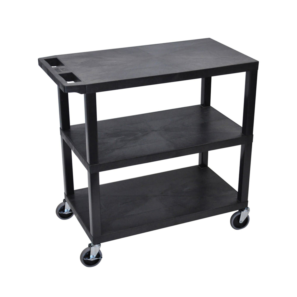 Luxor EC222-B Multipurpose Utility Cart, 1.62&quot; Thick Flat Shelves, Ergonomic Push Handle, 4&quot; Full-swivel Casters, Locking Brake, 400 lbs Max Capacity, Black