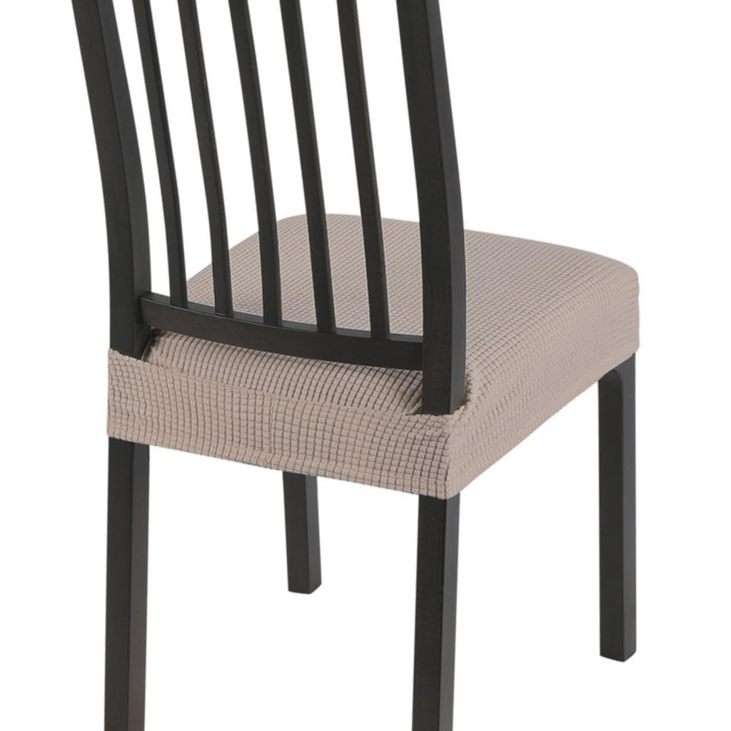 Searchi Stretch Dining Chair Seat Covers Set Of 4, Soft Removable Washable Seat Covers For Dining Chairs, Dining Room Seat Cover Protector (Rear-Covered, Waffle Jacquard Taupe)