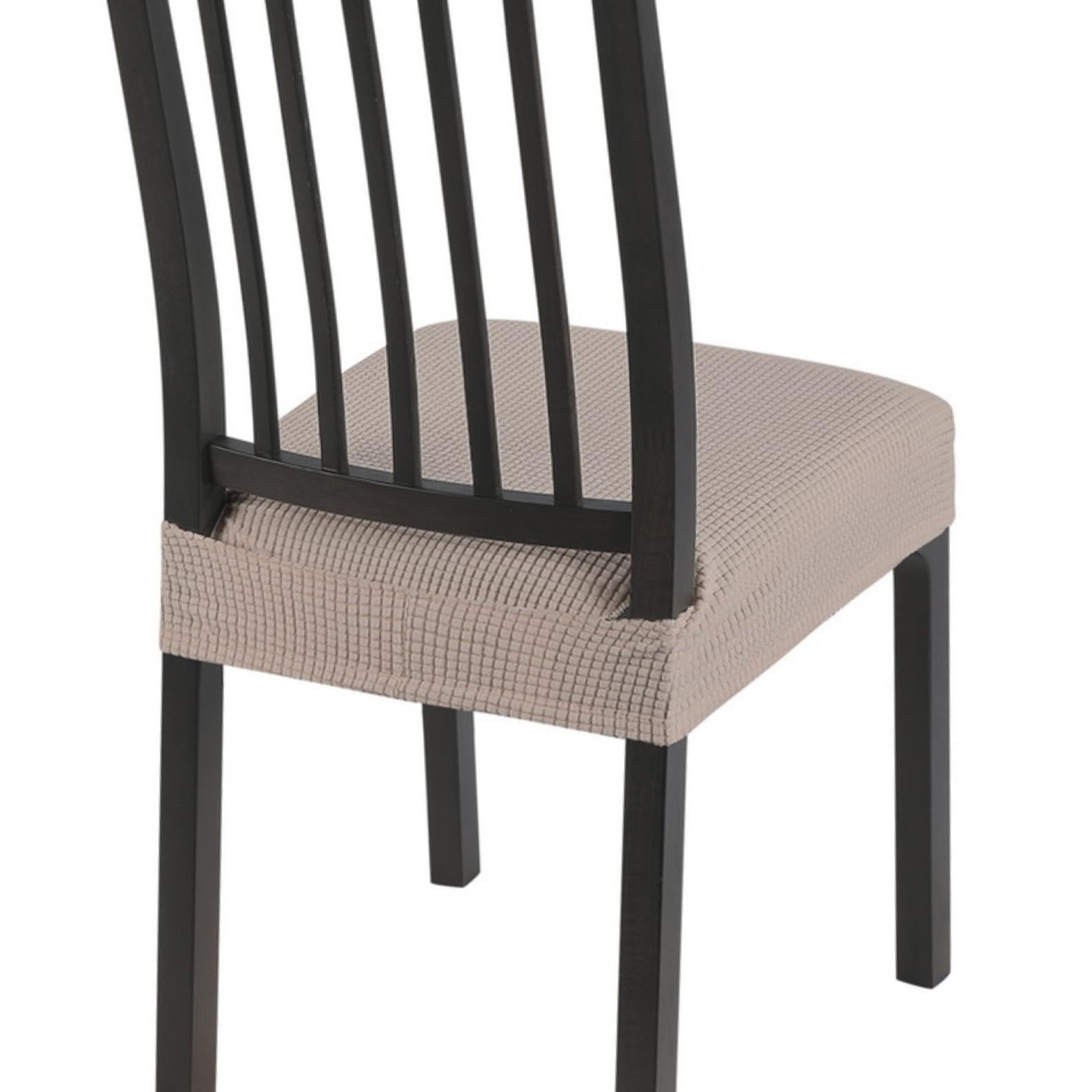 Searchi Stretch Dining Chair Seat Covers Set Of 4, Soft Removable Washable Seat Covers For Dining Chairs, Dining Room Seat Cover Protector (Rear-Covered, Waffle Jacquard Taupe)