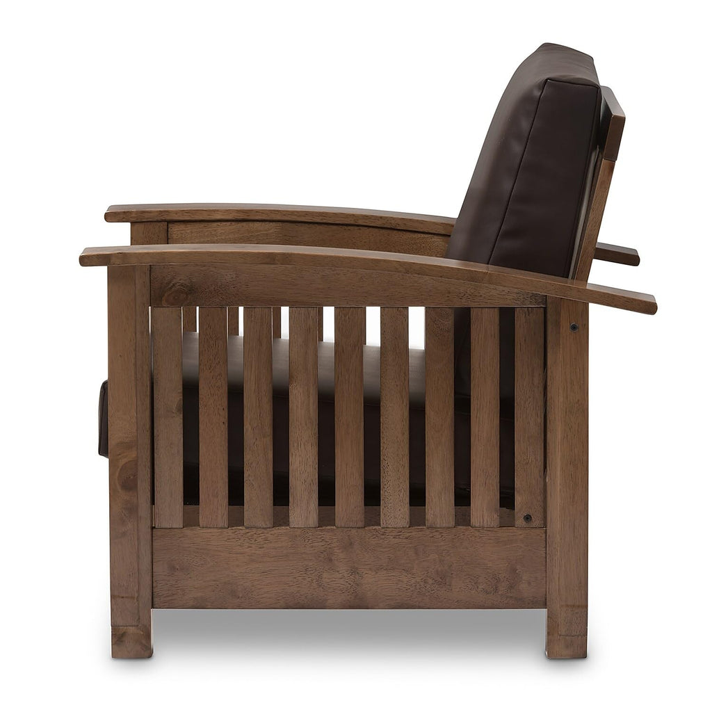 Baxton Studio Charlotte Faux Leather Chair, Dark Brown and Walnut Brown (125-6900-HiT)