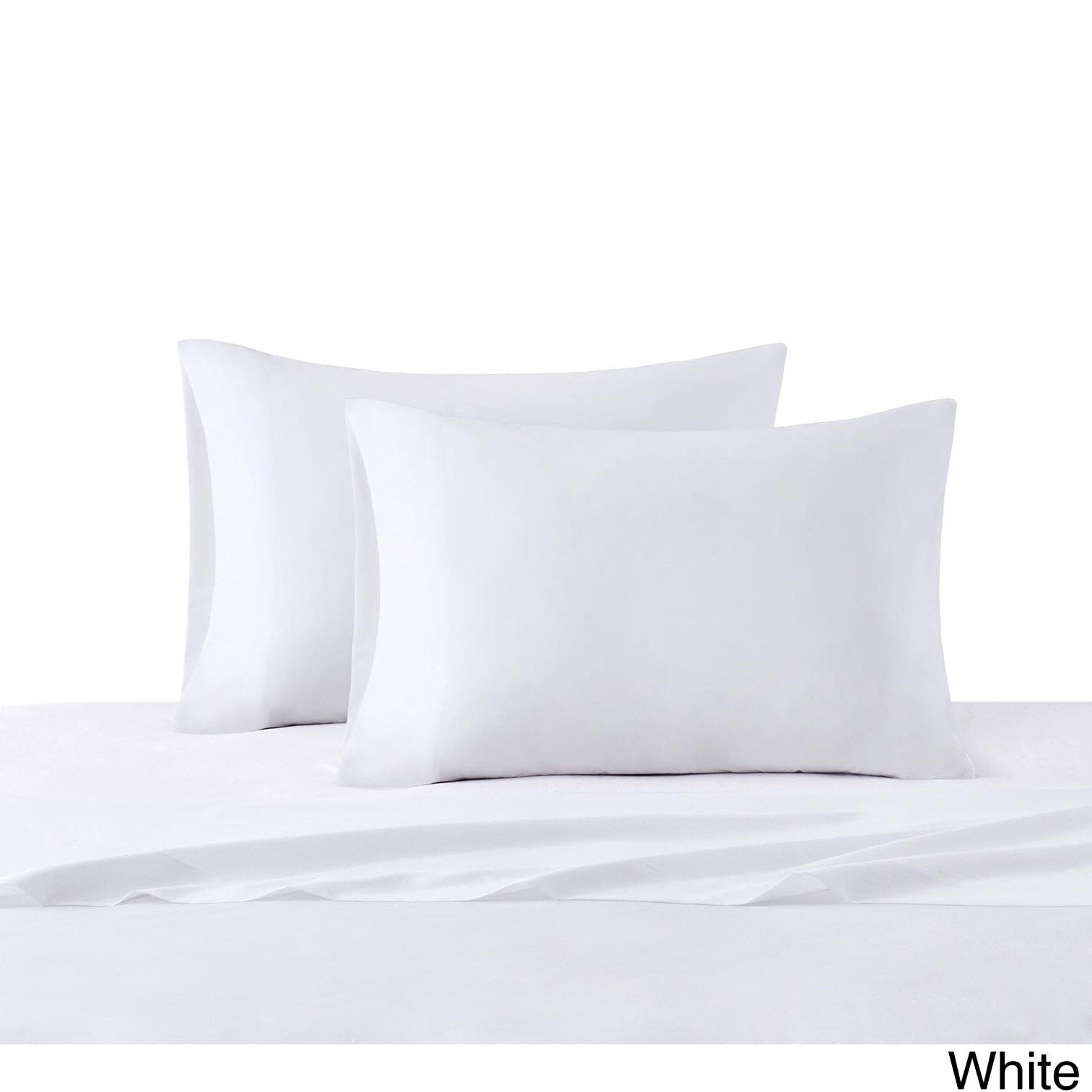 Intelligent Design Microfiber Bed Sheet Set Wrinkle Resistant, Soft Sheets With 12' Pocket, Modern, All Season, And Cozy, Matching Pillow Case, King, White, 4 Piece