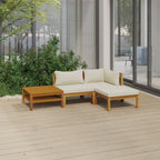 vidaXL Patio Lounge Set 4 Piece, Patio Furniture Set for Outdoor Garden, Sectional Sofa with Cushions, Corner Sofa, Retro Style, Solid Wood Acacia