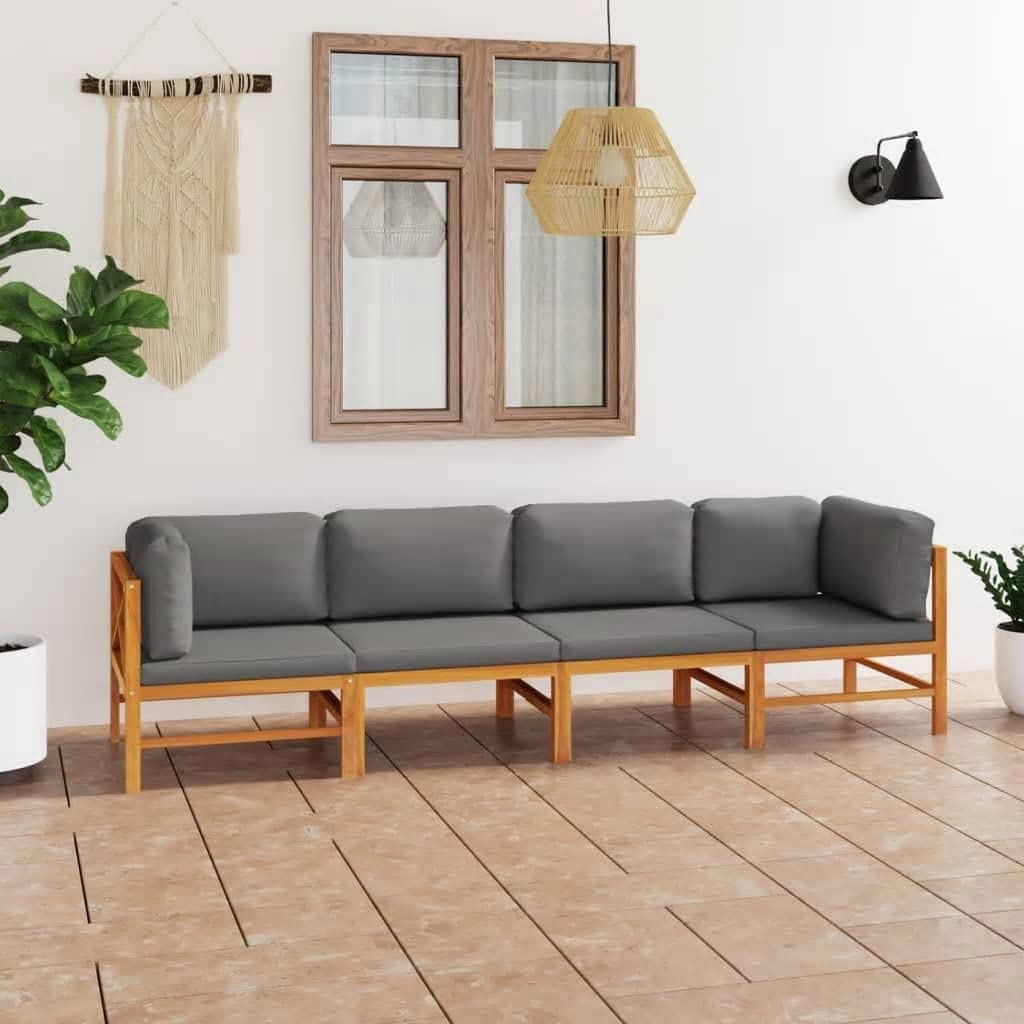 vidaXL Solid Teak Wood 4-Seater Patio Sofa - Thumbnail 3