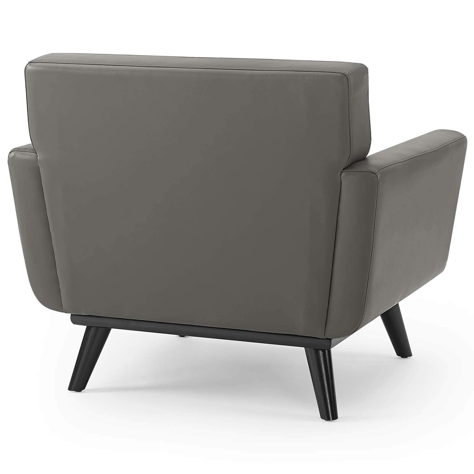 Modway Engage Top-Grain Leather Living Room Lounge Accent Armchair In Gray