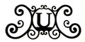 BookishBunny Monogram Initial Letter A-Z Wrought Iron Metal Scrolled Door Wall Decoration Plaque Art, 24 x 11 inch 2mm Thick (U)