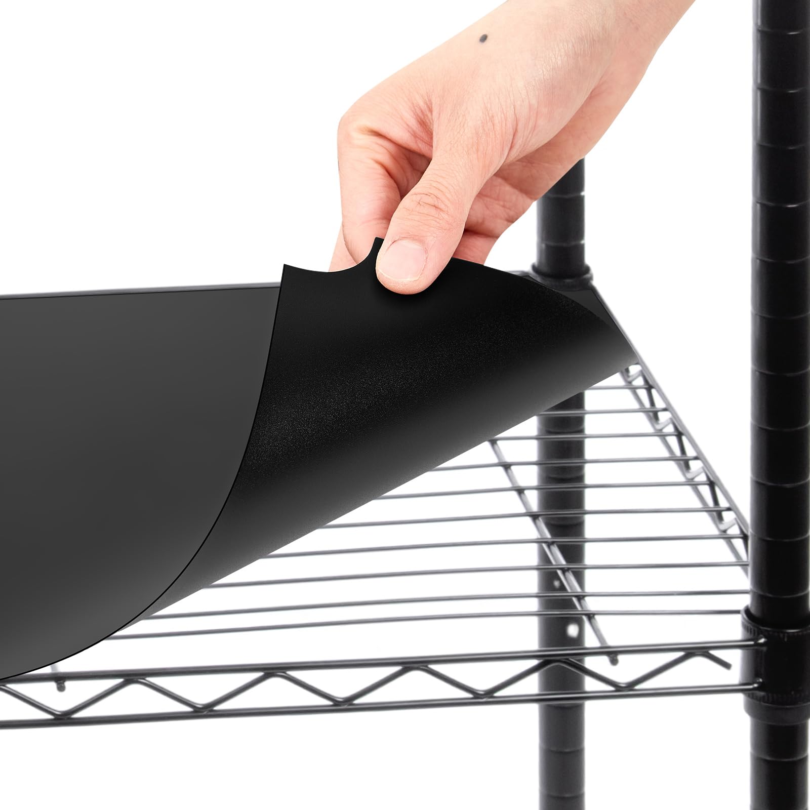 Sliner 8 Pack 16 x 36 Inch Wire Shelf Liner Black Plastic Waterproof Liners for Organizing Metal Rack Shelves, Kitchen Cabinets,