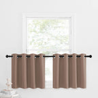 Nicetown Short Curtains Blackout Tiers Panels - Small Kichen Valances Thermal Insulated Light Reducing Window Treatment Tiers For Camper Rv (Cappuccino, 2 Pieces, 52W By 24L With 1.2 Inches Header)