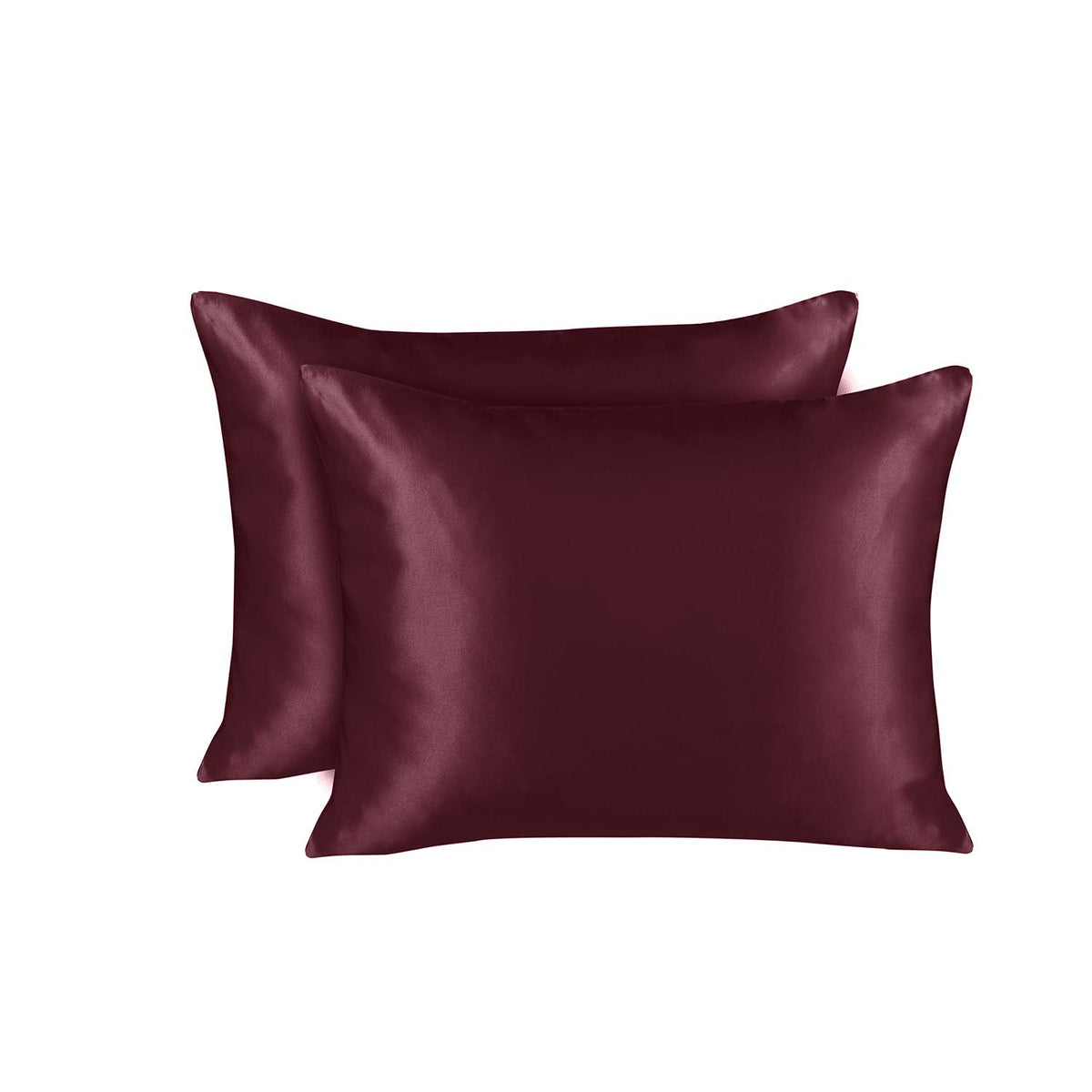 Shopbedding Luxury Satin Pillowcase For Hair - Queen Satin Pillowcase With Zipper, Burgundy (Pillowcase Set Of 2) - Blissford