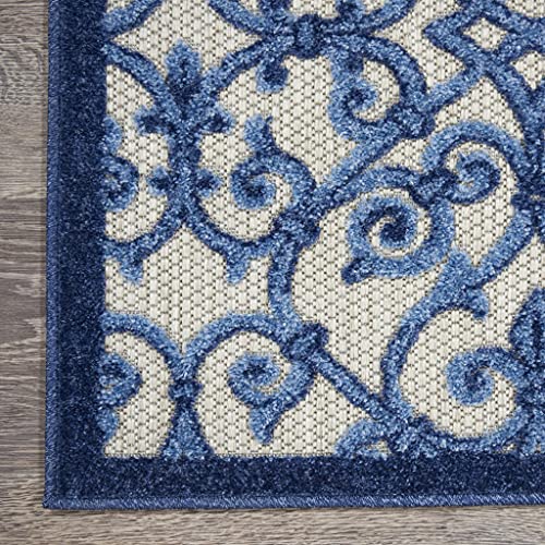 HomeRoots Grey/Blue 100% Polypropylene 2’ x 6’ Gray and Blue Indoor Outdoor Runner Rug