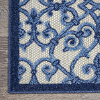 HomeRoots Grey/Blue 100% Polypropylene 2’ x 6’ Gray and Blue Indoor Outdoor Runner Rug