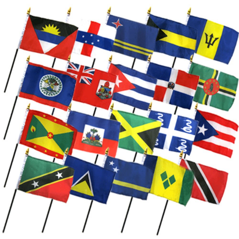 Set Of 20 Caribbean Countries 4'X6' Desk Table Stick Flag (No Bases)