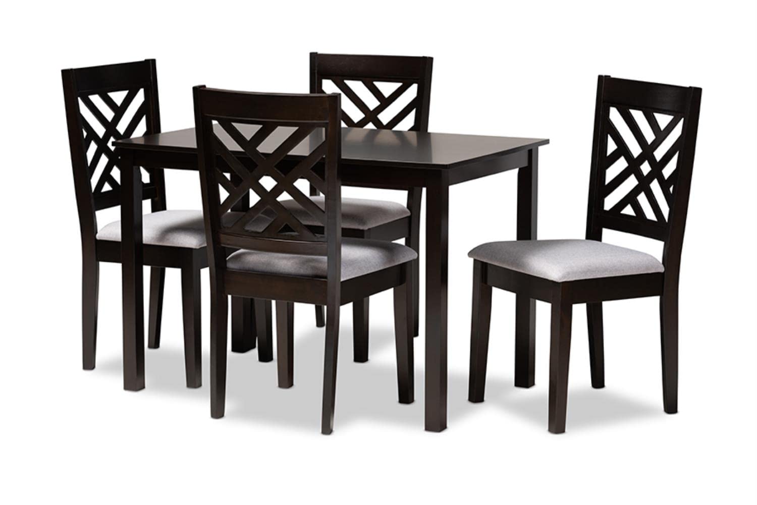 Baxton Studio Caron 5-Piece Wood Dining Set in Gray and Espresso Brown