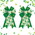2pcs Saint Patrick's Wreath Bows St. Patrick Bows Horseshoe Clover Hat Burlap Bow for Wreaths, St Patrick's Day Ribbon Bows Tree