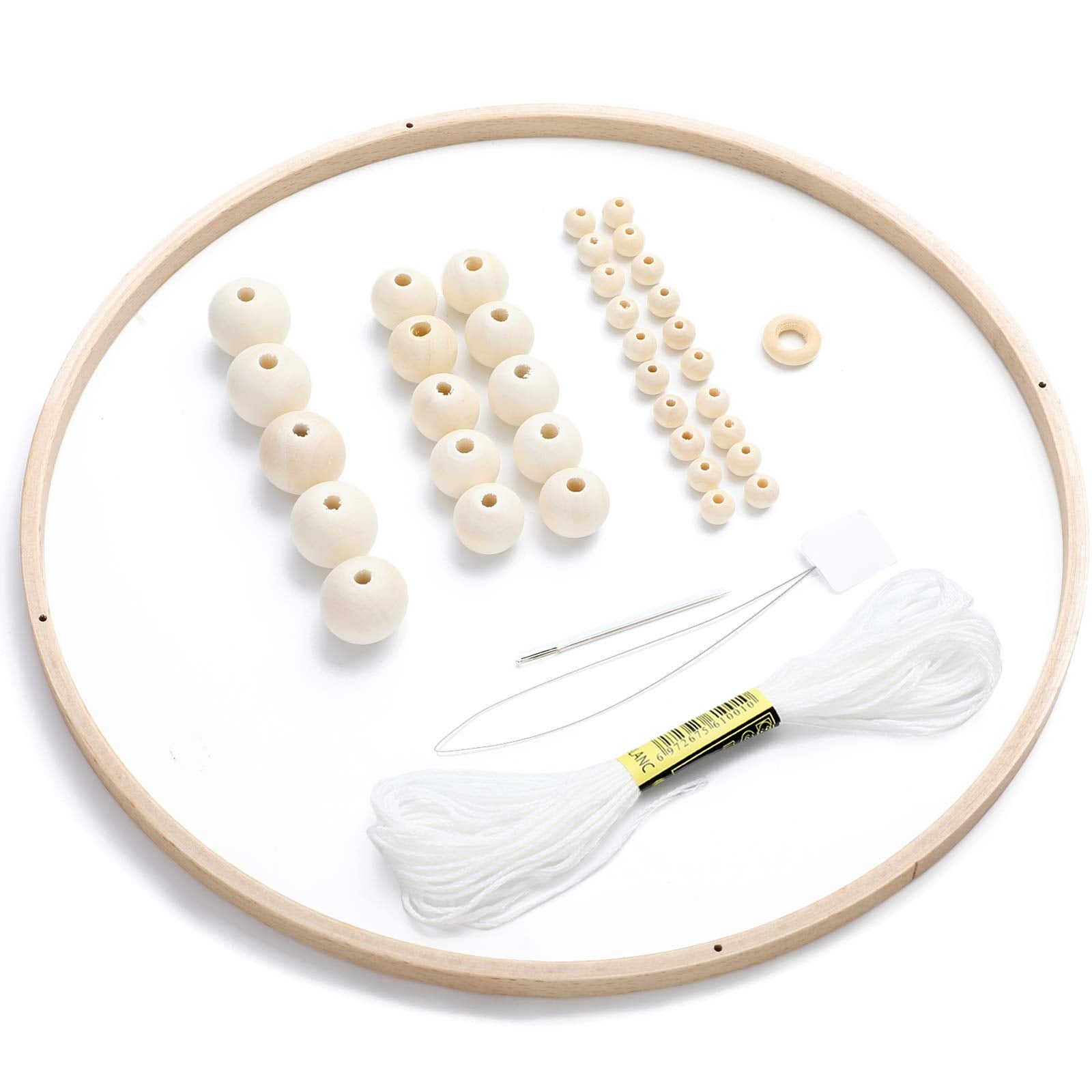 Baby Mobile DIY Kit - Nursery Wooden Frame Mobile Crib Bed Bell Ceiling Wind Chime Hanging DIY Frame Ornaments Handmade Kit Roun
