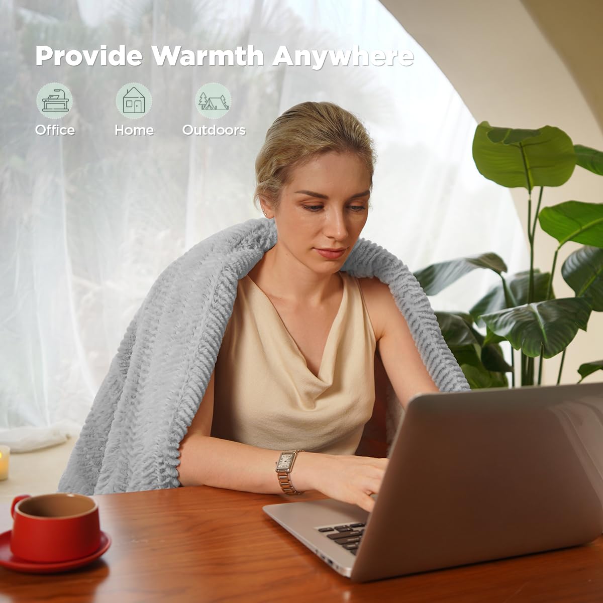 Templewet Heated Blanket Electric Blanket 50'' X 60'' - Cozy Soft Heated Throw With 5 Heating Levels & 3 Hours Auto Off,Machine