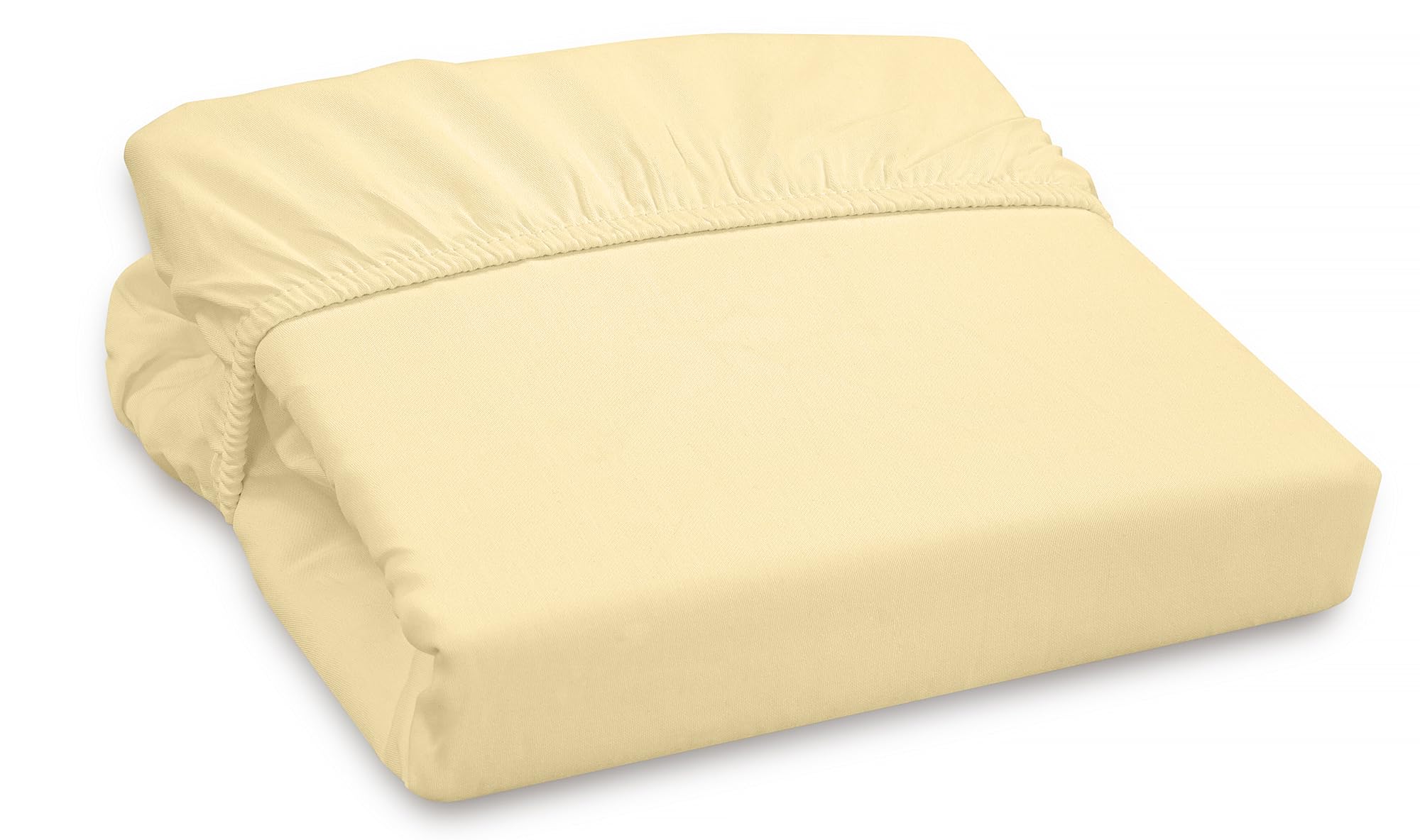 Royale Linens 300 Thread Count 100% Long Staple Combed Cotton Fitted Sheet - Soft Deep Pocket Bottom Sheet - Yellow Fitted Sheet