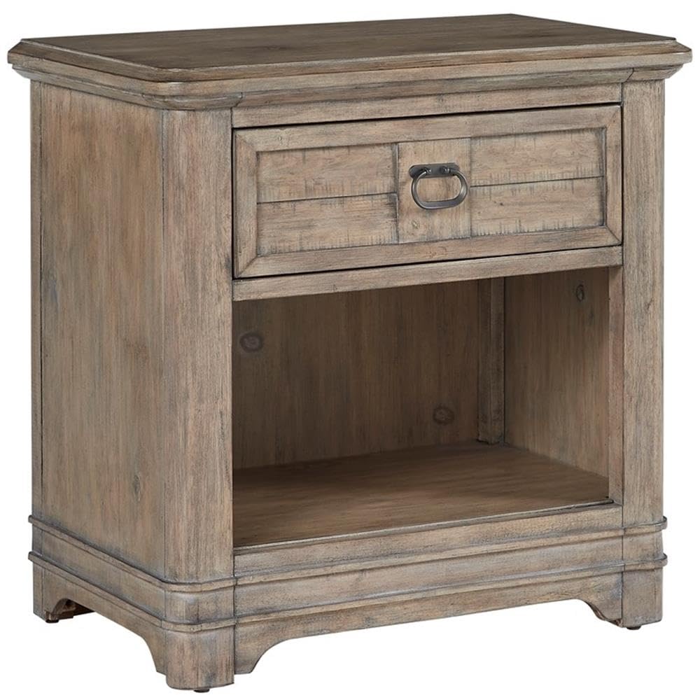 Meadowbrook Beige Antique Sand Wood One Drawer Farmhouse Nightstand