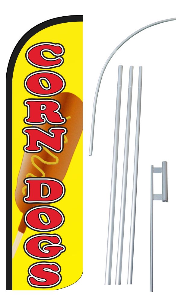 Neoplex -'Corn Dogs' 12-Foot Super Swooper Feather Flag With Heavy-Duty 15-Foot Pole And Ground Spike