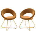 Modway Nouvelle 19&Quot; Velvet Dining Chairs In Gold/Cognac Brown (Set Of 2)