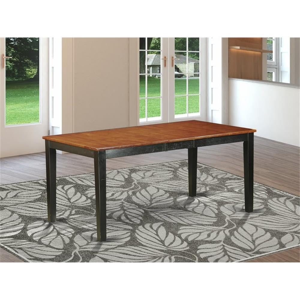East West Furniture NIT-BLK-T Nicoli Dining Room Table - a Rectangle kitchen Table Top with Butterfly Leaf, 36x66 Inch, Black