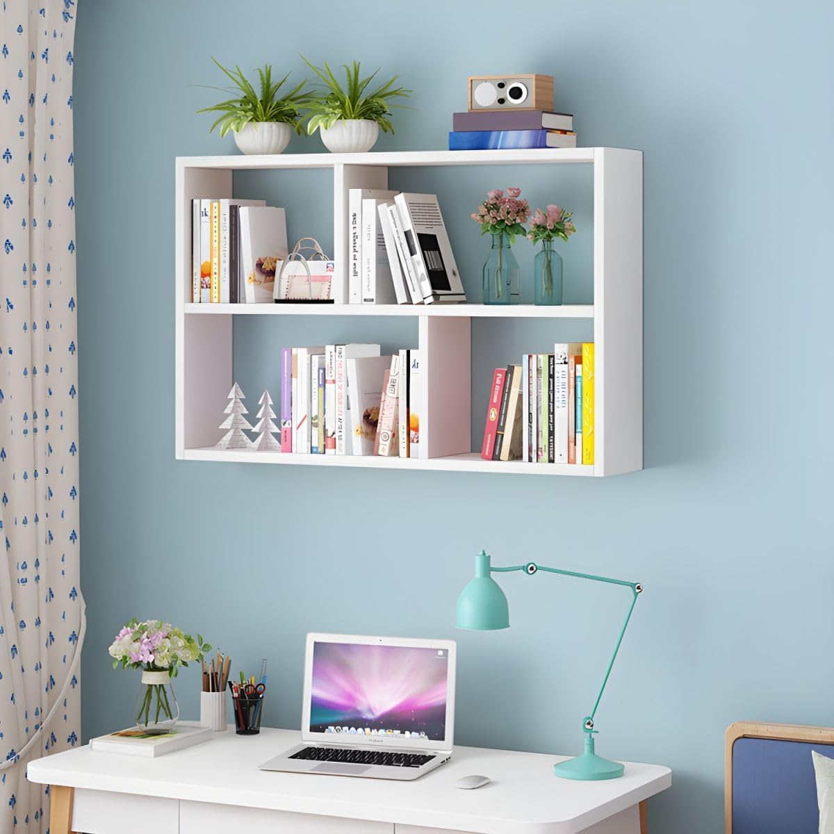 Ankit Crafts RUNNUP Floating Wall Mount Bookcase Engineered Wood Book Shelf Decor Wall Shelf for Study Room Office Living Room, 