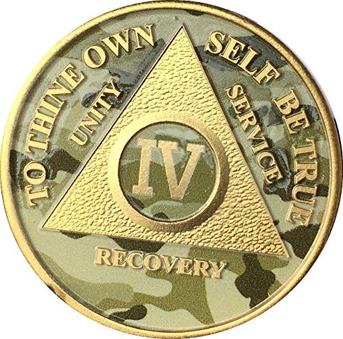 4 Year Aa Medallion Camo Gold Plated Anniversary Chip Camouflage Color