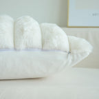 Jojusis Pack Of 2 Faux Fur Plush Decorative Throw Pillow Covers Couch Cushion Case Soft Fluffy Pillowcases Wide Stripe (White, 2