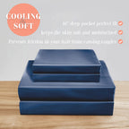 Elegant Comfort Luxurious 4-Piece Silky Satin Sheet Set, Skin And Hair Friendly, Wrinkle, Fade, Stain Resistant With Deep Pockets Fitted Sheet, Cooling Soft Satin Sheet Set, King, Navy Blue