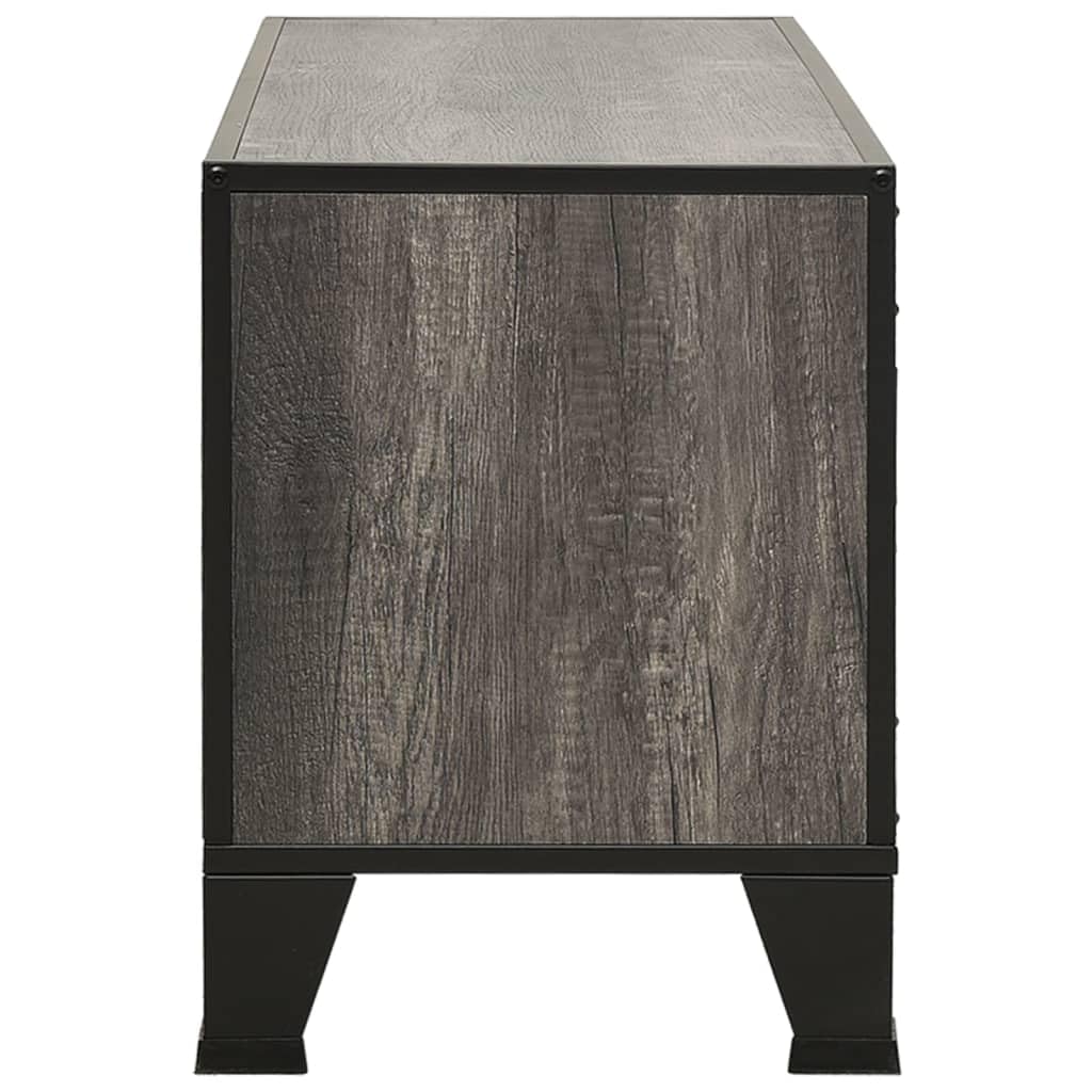 vidaXL Sturdy TV Stand in Gray: Industrial Style Metal and MDF Entertainment Unit with Mesh Doors and Cable Management Holes - for Living Room and Bedroom