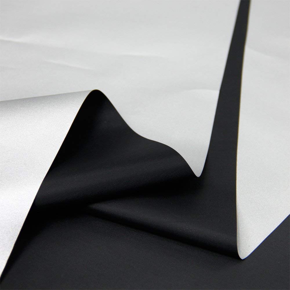 Blackout Drapery Shade Fabric Black And Silver 100 Percent Shading Light Waterproof Sunshade Cloth Light Weight (3Yards)