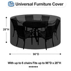 Outdoorlines Outdoor Waterproof Patio Table Furniture Set Covers - Round Couch Sectional Cover Outside Weatherproof Patio Furniture Covering For Deck, Lawn And Backyard 96' Dia X 28' H, Black