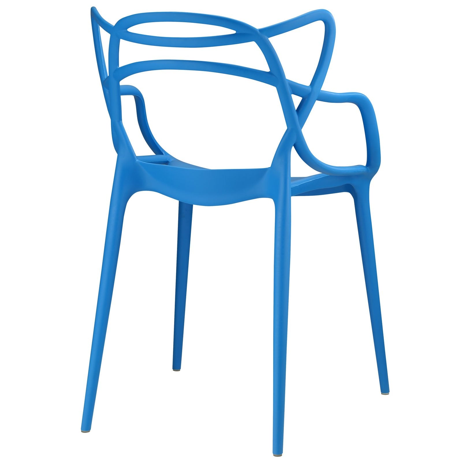 Modway Entangled Modern Molded Plastic Kitchen and Dining Room Arm Chair in Blue - Fully Assembled
