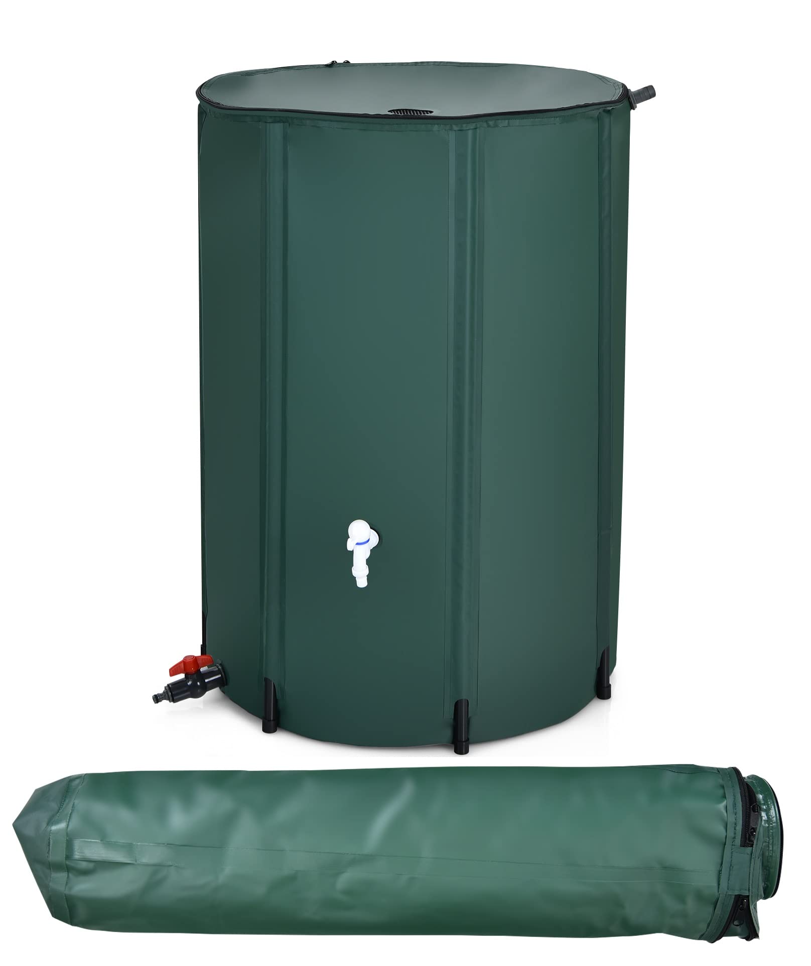 Happygrill 100 Gallon Collapsible Rain Barrel, Pvc Rain Water Collection Barrel With Spigot Water Storage Container & Top Mesh,