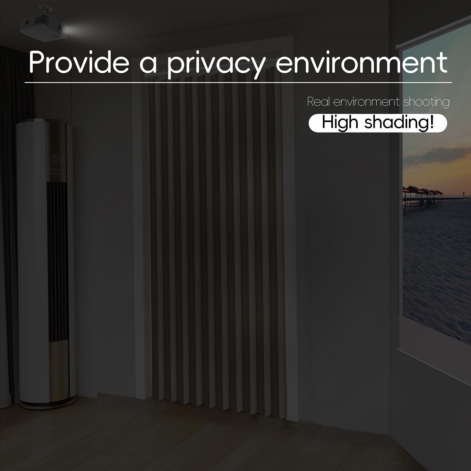 Jilron 100% Blackout Fabric Folding Door Curtain With Magnetic Closure - Accordion Style For Sliding Doors, Closets,Wardrobe And