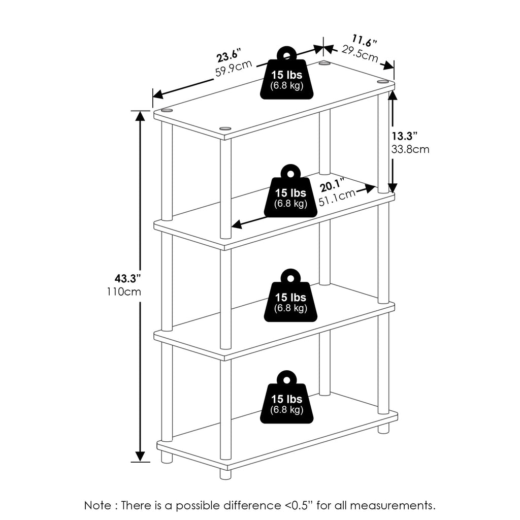 Furinno Turn-N-Tube 4-Tier Multipurpose Shelf Display Rack, Amber Pine/Black