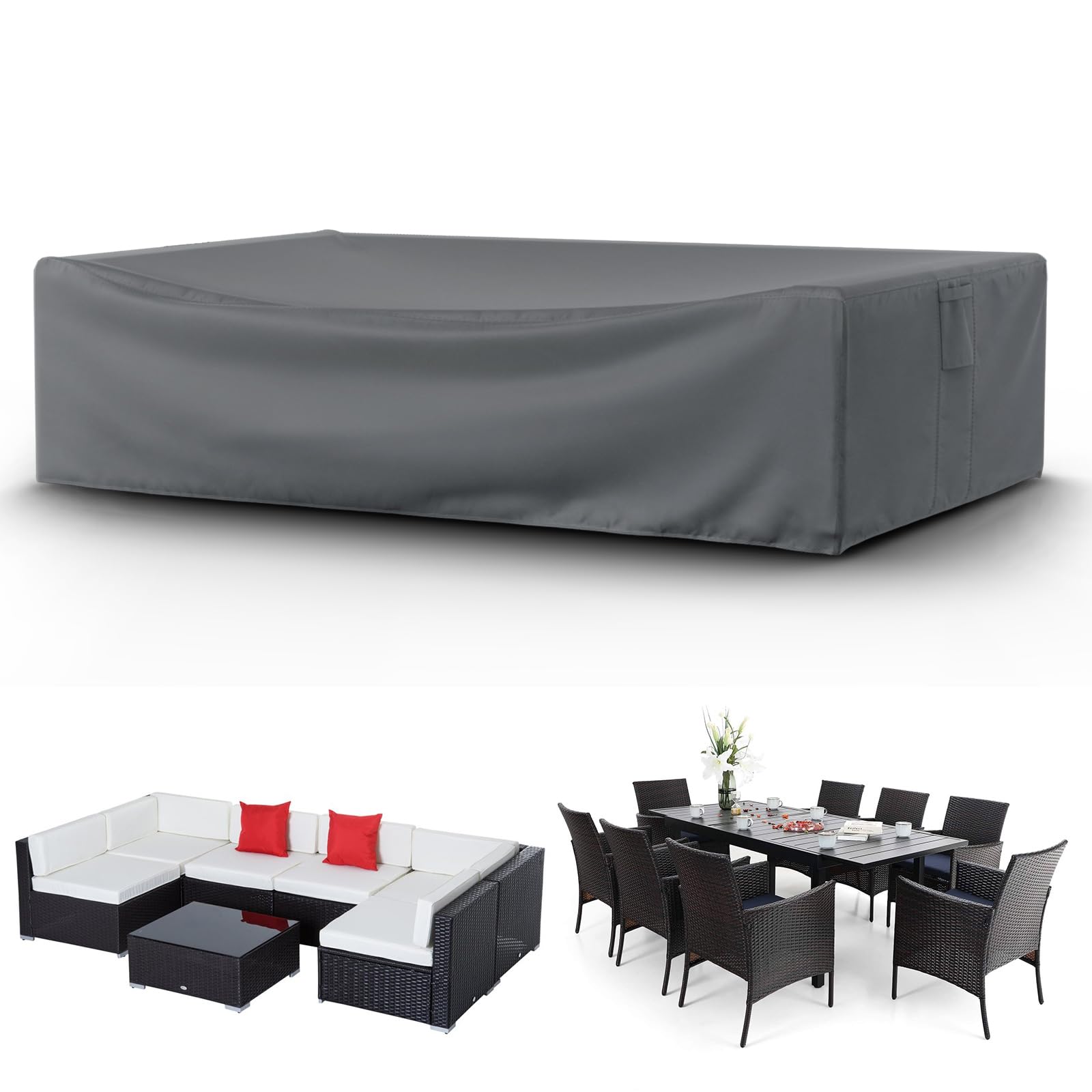 Startwo Patio Furniture Covers, Waterproof Heavy Duty 500D Outdoor Sectional Sofa Cover, 126X64X28In Patio Cover For Outdoor Fur