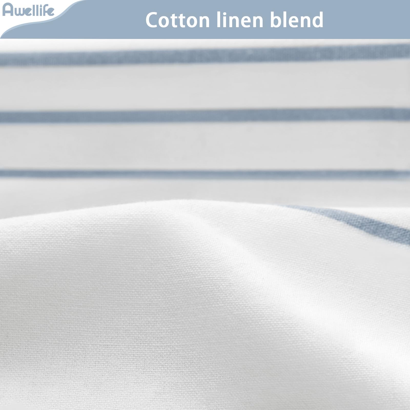 Awellife Blue Shower Curtain Beach Ocean Coastal Nautical Shower Curtain For Bathroom Stripe Tassel Shower Curtain 72 X 72 Inches Cotton Linen