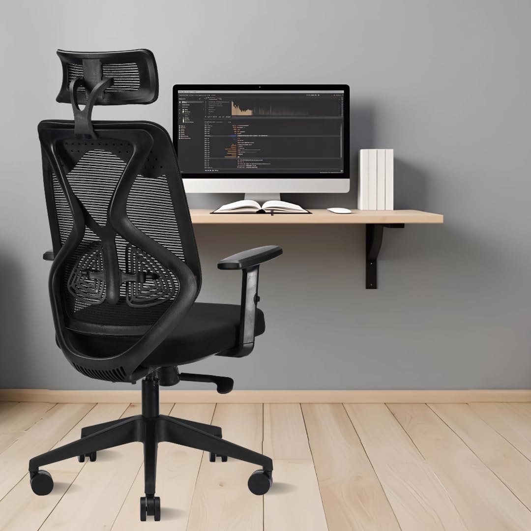 Iafa Furniture Ergolux High Back Ergonomic Office & Study Chair | 3 Year Warranty | Adjustable Height, Tilt Lock, 2D Headrest, A