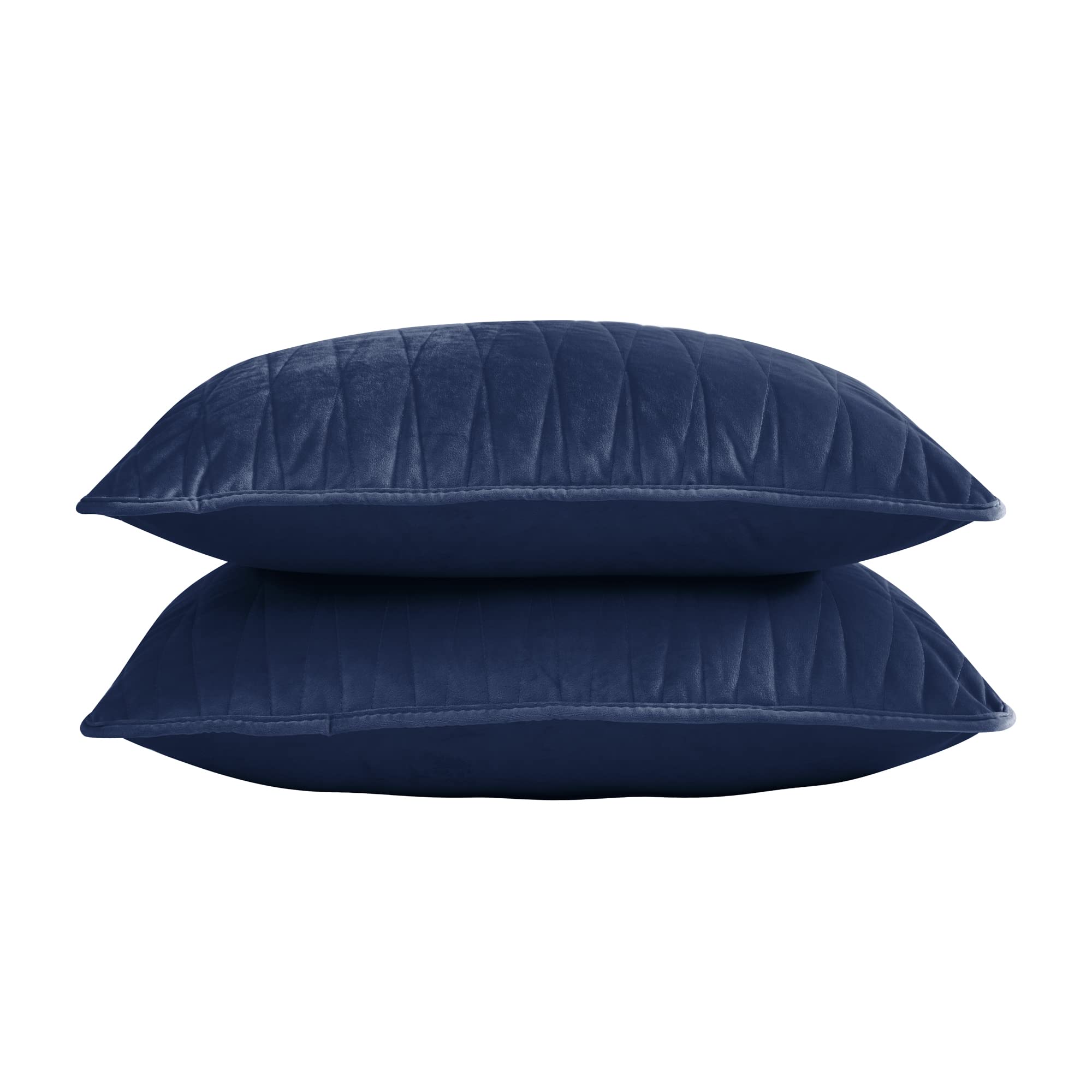 Brielle Home Premium Heavy Velvet Sham Set With Cotton Backing, King, Navy