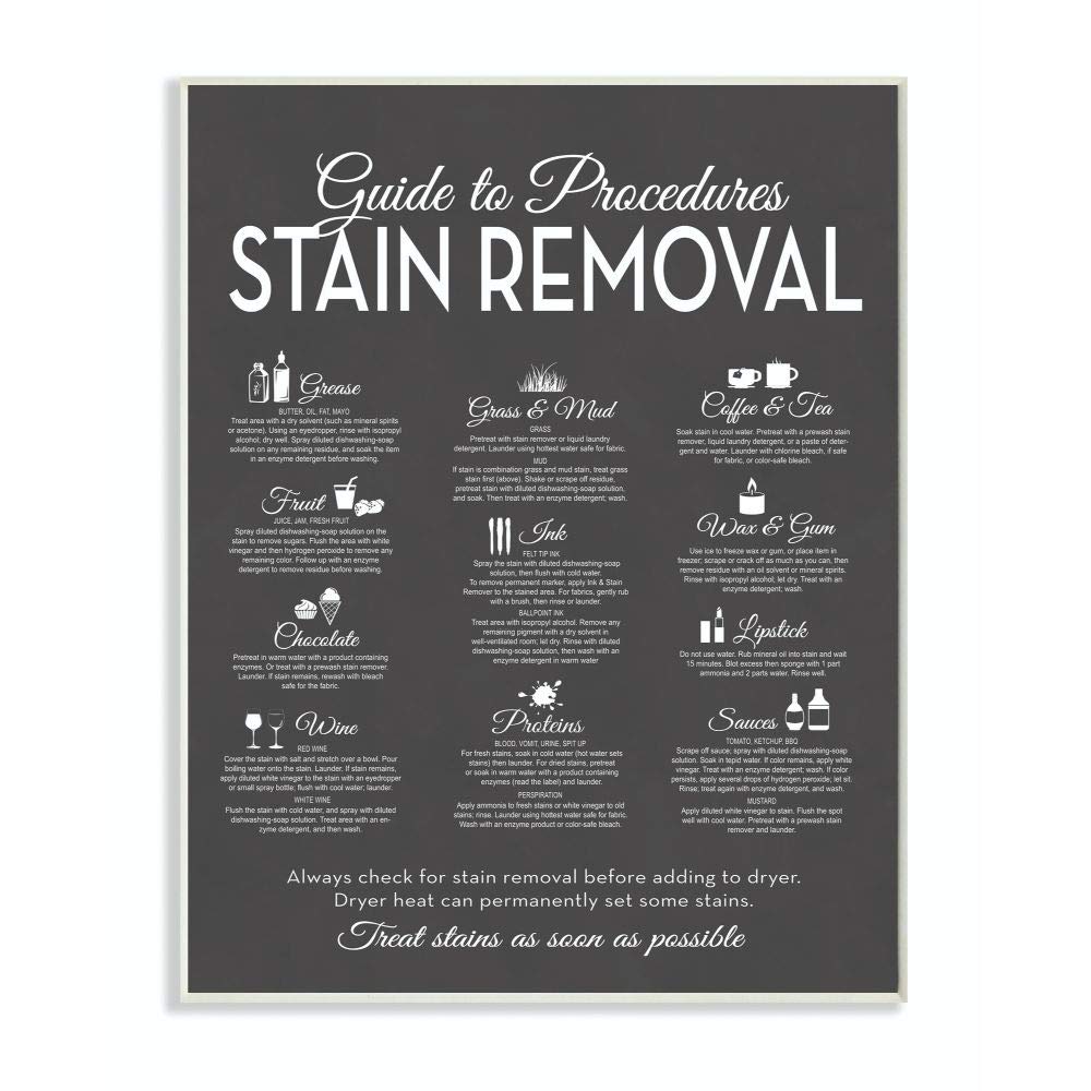 Stupell Home D  cor Guide to Stain Removals Wall Plaque Art, 10 x 0.5 x 15, Proudly Made in USA