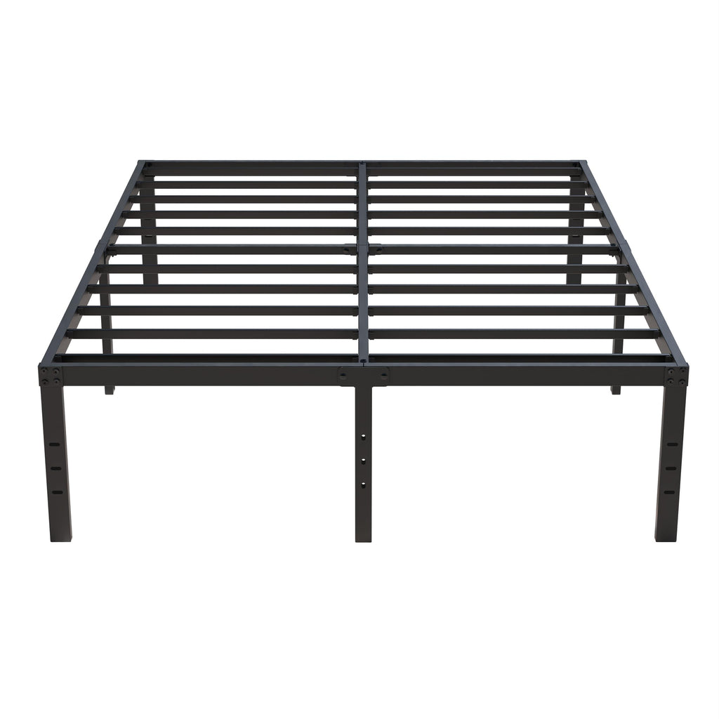 Upcanso 18 Inch Queen Bed Frame No Box Spring Required, Metal Platform Queen Size Bed Frames With High Storage, Eassy Assembly 3,500 Lbs Heavy Duty Bedframes, Black