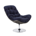 Modway Brighton Outdoor Patio Wicker Rattan Swivel Lounge Chair In Light Gray Navy