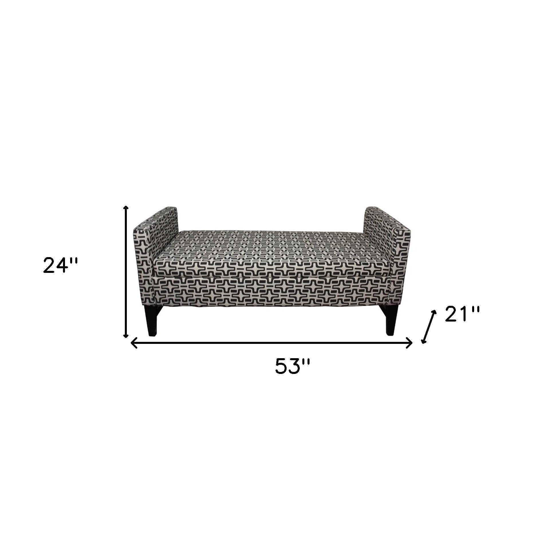 HomeRoots Neutral Brown Wood, Polyurethane Foam: 97%, Polyester Fabric: 3% Modern Dark Brown and White Retro Star Print Storage Bench