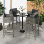 vidaXL Set of 4 Bar Stools with Cushions in Gray Poly Rattan – Modern Design for Outdoor/Indoor Use, Lightweight Yet Sturdy and Comfortable