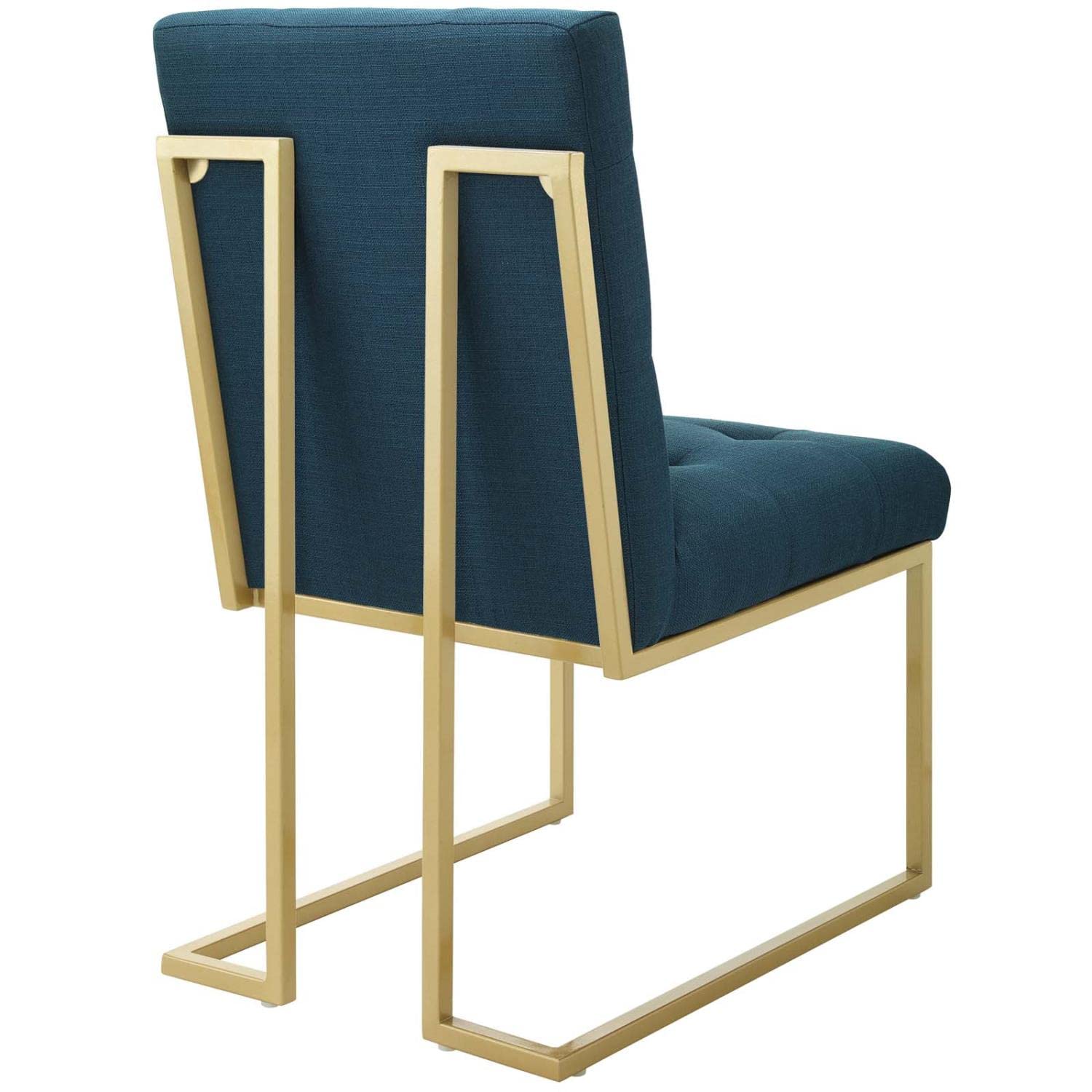 Modway Privy Upholstered Gold Stainless Steel Dining Chair In Gold Azure