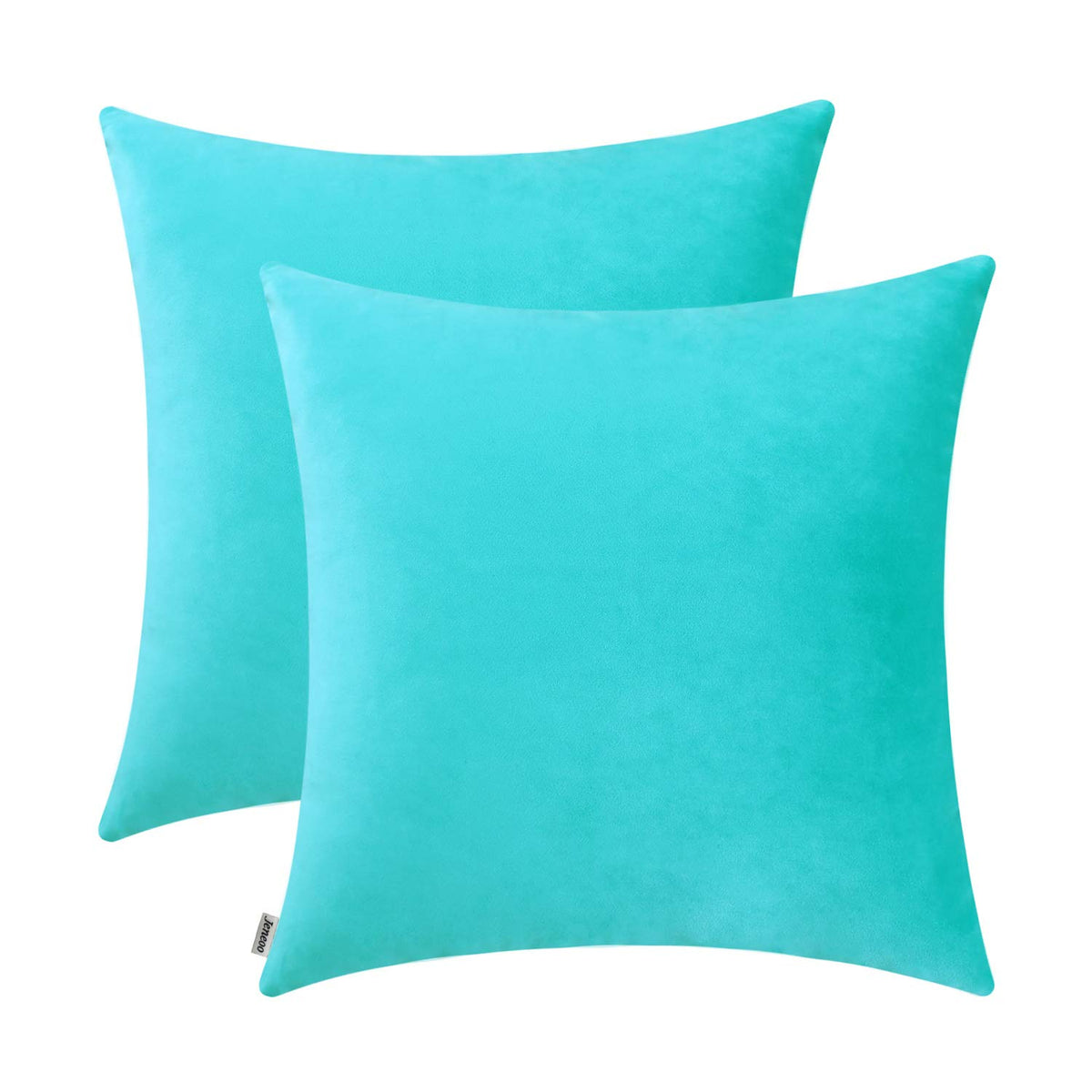 Jeneoo Comfy Soft Thick Velvet Throw Pillow Cases For Sofa Couch, Decorative Solid Square Cushion Covers For Bedroom Car (Turquo
