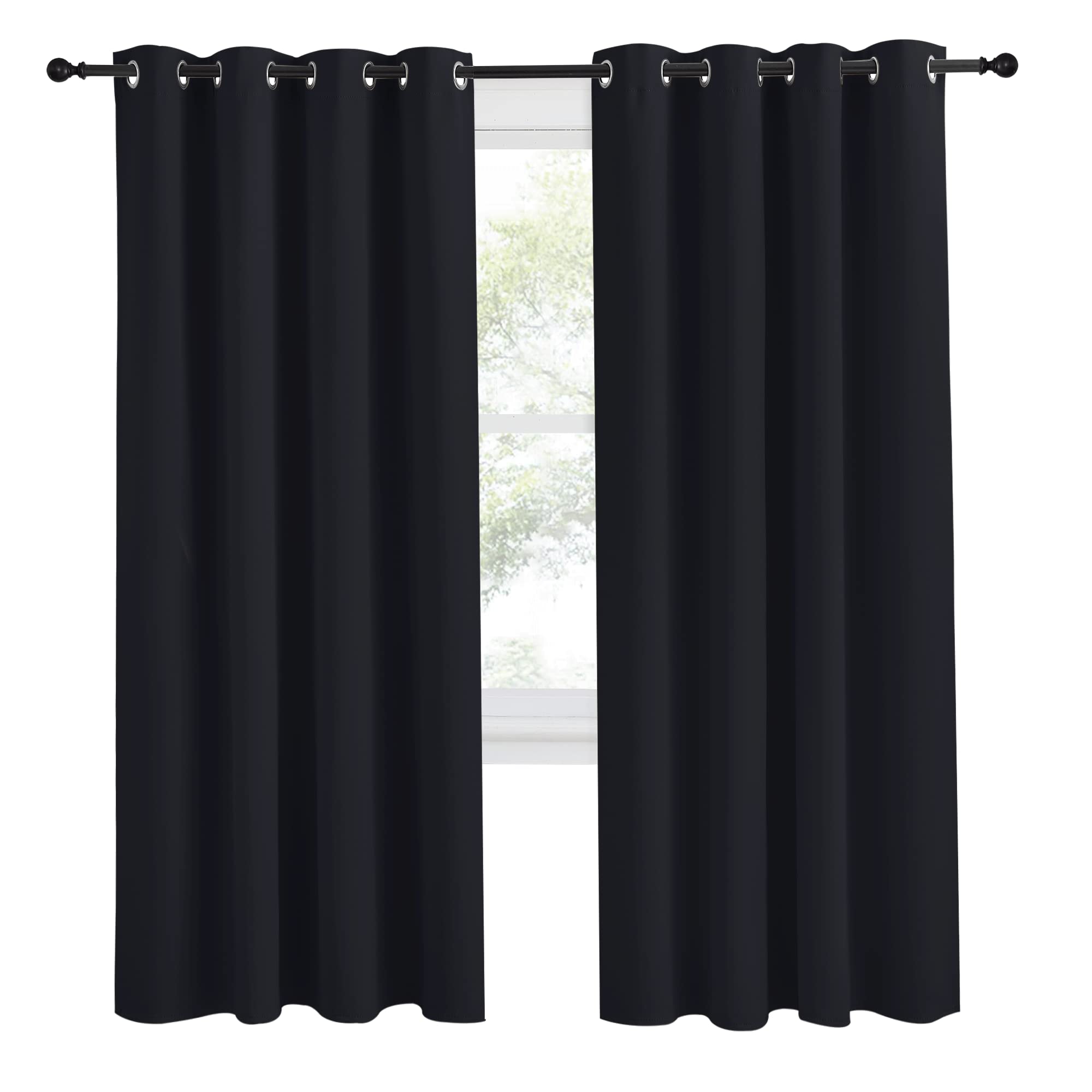Nicetown Halloween Black Blackout Curtain 78 Inch Length, W55 X L78 Inch, 8 Grommets Top, 1 Piece, Thermal Insulated Modern Wind